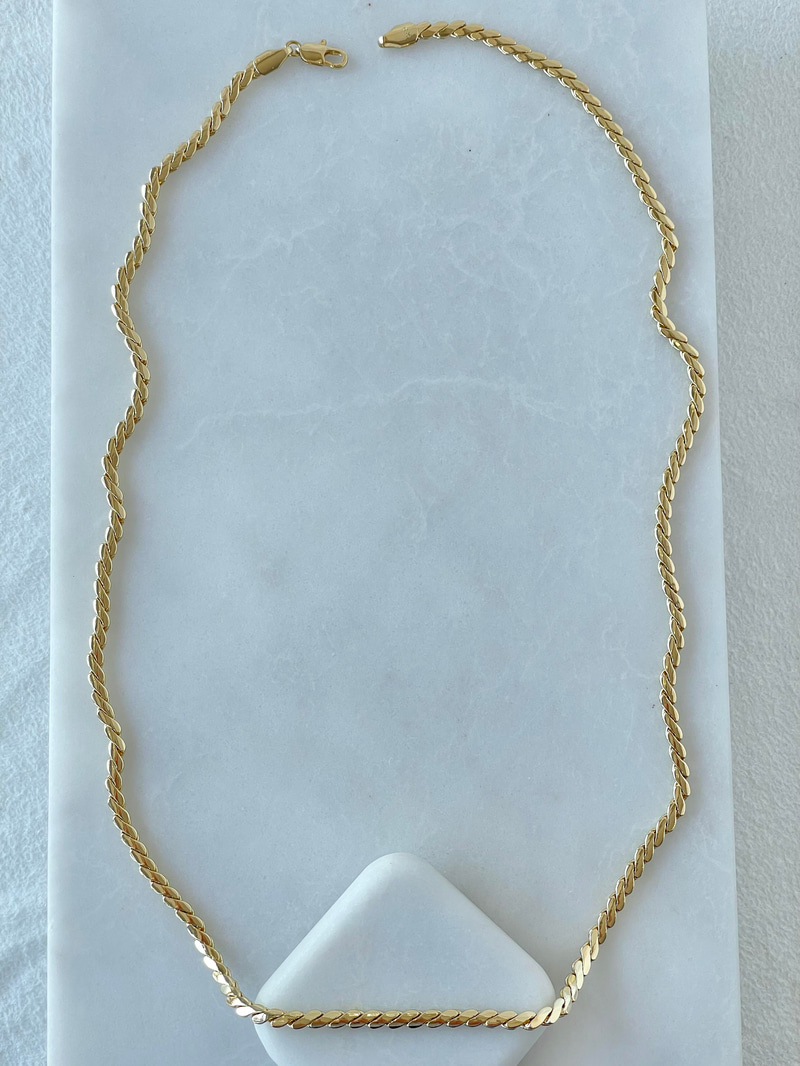 Özel Seri Ezme Sarmal Zincir Kolye 60 cm Gold