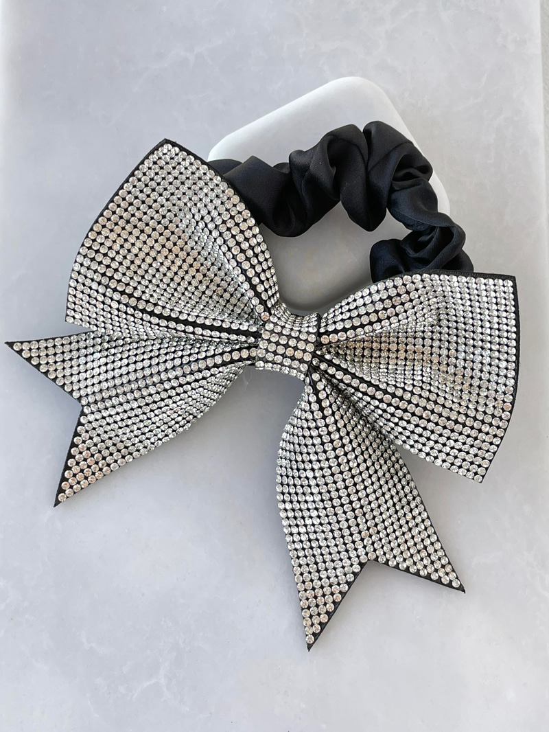 Kristal Taşlı Fiyonk Scrunchie Toka Gümüş