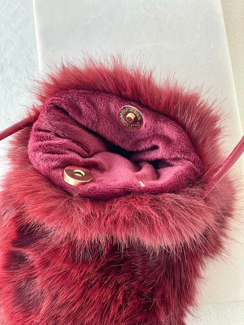 Mini Peluş Çanta Bordo
