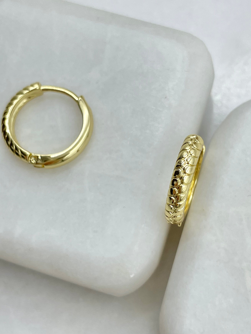 Özel Seri Yılan Derisi Basic Halka Küpe Gold