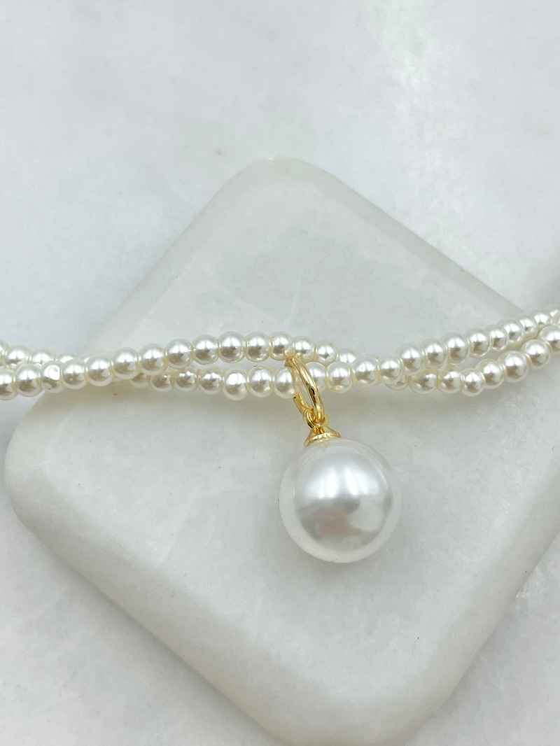 Altın Kaplama Sarmal İnci Kolye Gold