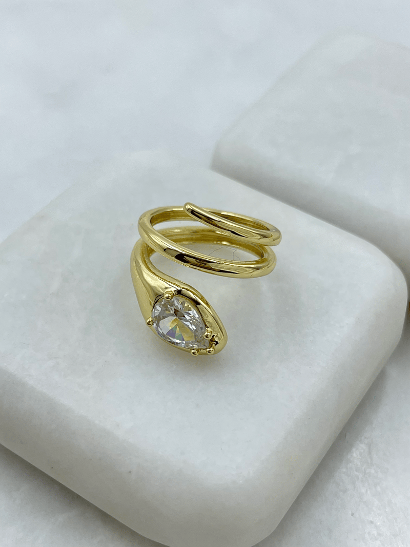 Altın Kaplama Zirkon Taşlı Yılan Model Serçe Parmak Yüzük Gold