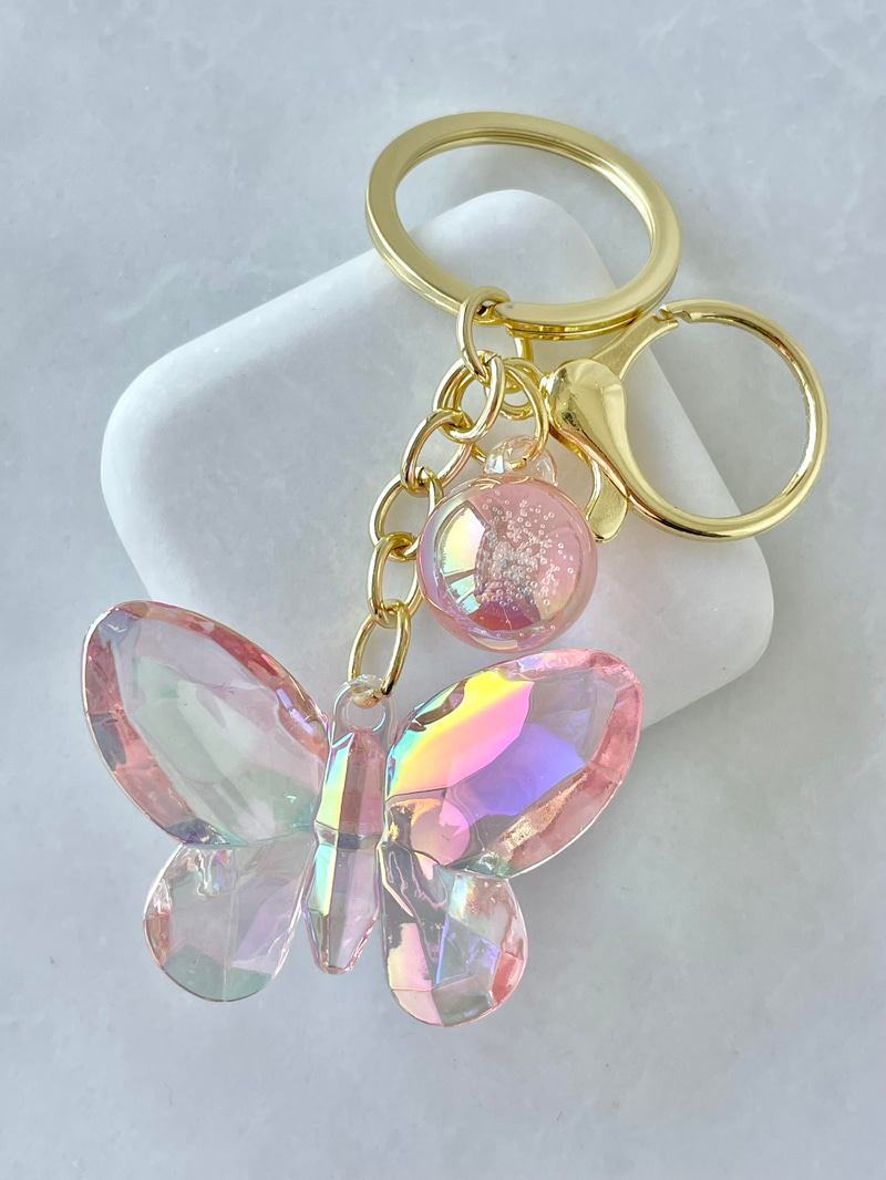 Hologramlı Kelebek Çanta Aksesuarı Toz Pembe