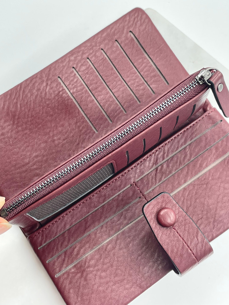 Dikiş Detaylı Cüzdan Bordo