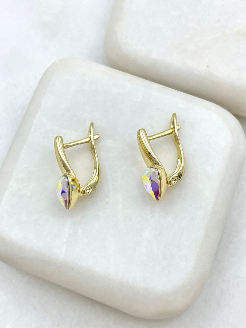 Özel Seri Üçgen Swarovski Küpe Gold