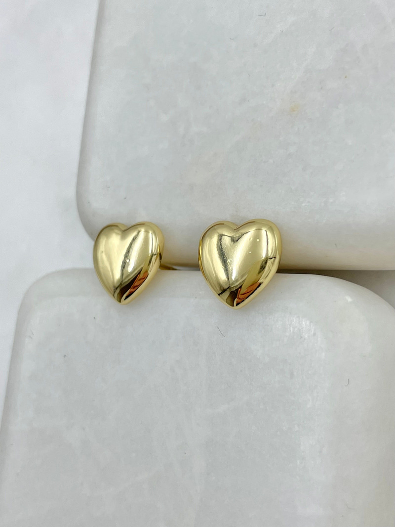Özel Seri Plaka Kalp Küpe 1 cm Gold