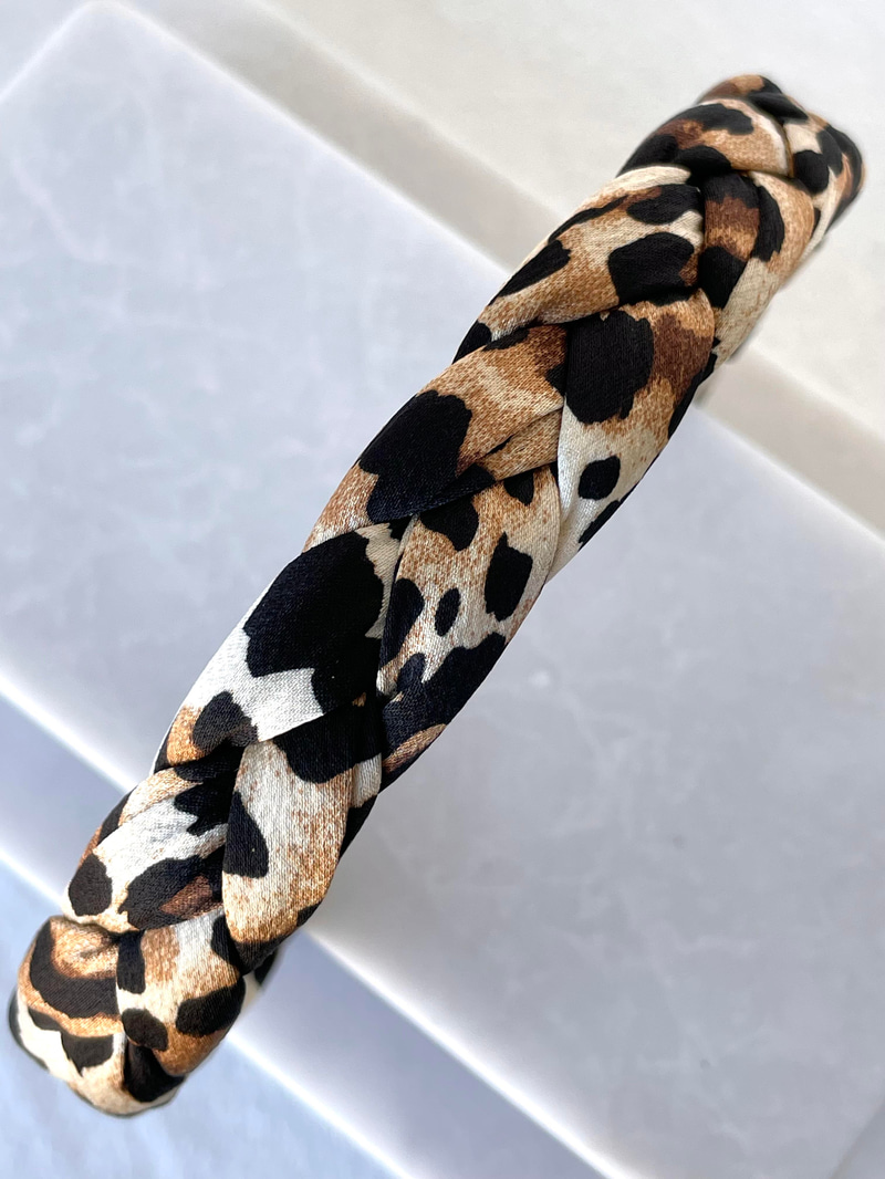 Kumaş Örgü Leopar Taç Açık Kahve