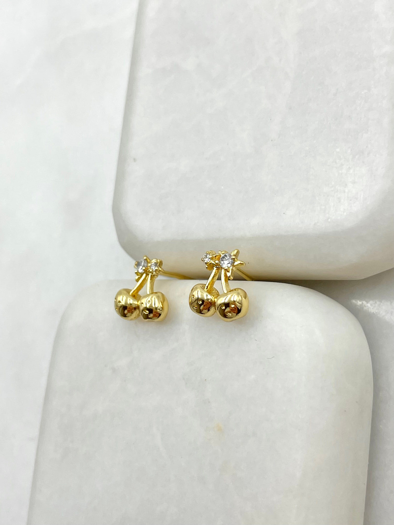 Özel Seri Minimal Kiraz Küpe 0.9 cm Gold