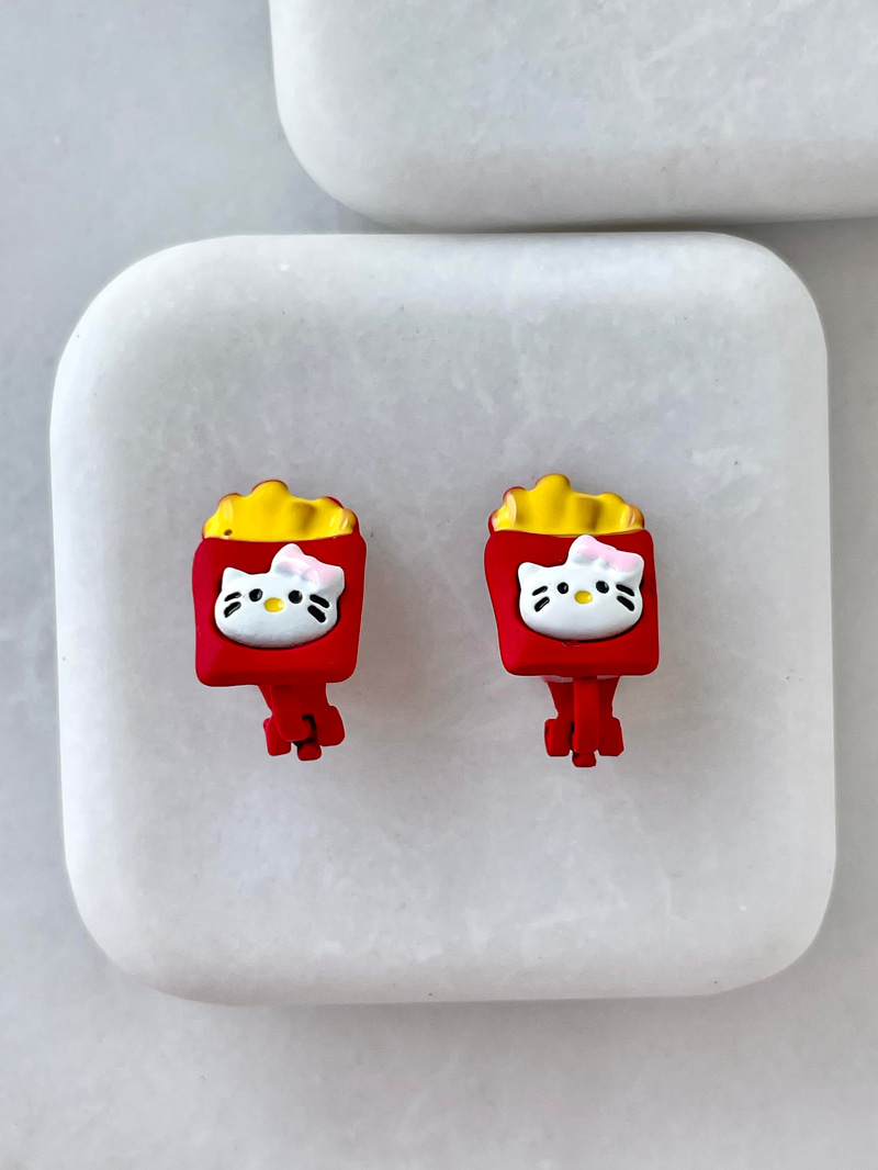 Patatesli Hello Kitty Çocuk Küpesi Renkli