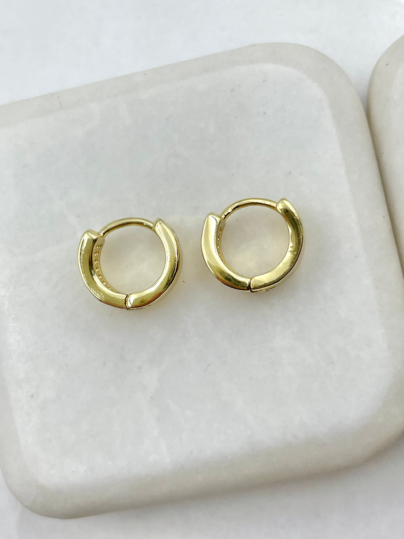 Özel Seri Üç Sıra Gömme Taşlı Halka Küpe 1.3 cm Gold
