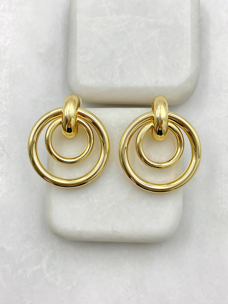 Büyük Küçük Halka Vintage Küpe Gold
