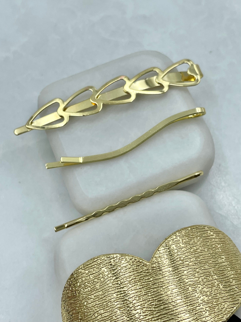 Kalp Plaka Scrunchie ve Tel Toka Seti Gold