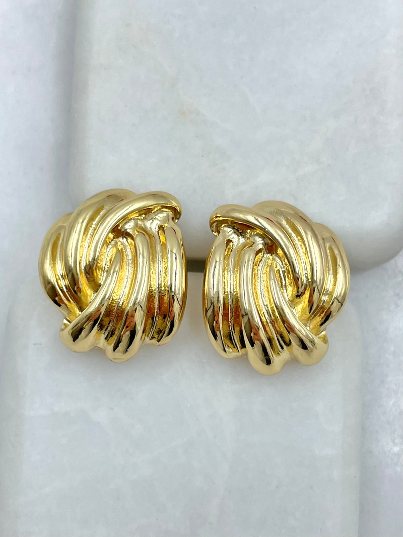 Altın Kaplama Vintage Düğüm Küpe Gold