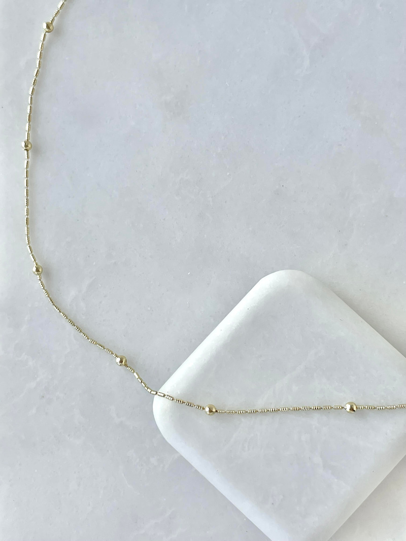 Altın Kaplama Topçuk ve Boru Zincir Minimal Kolye Gold