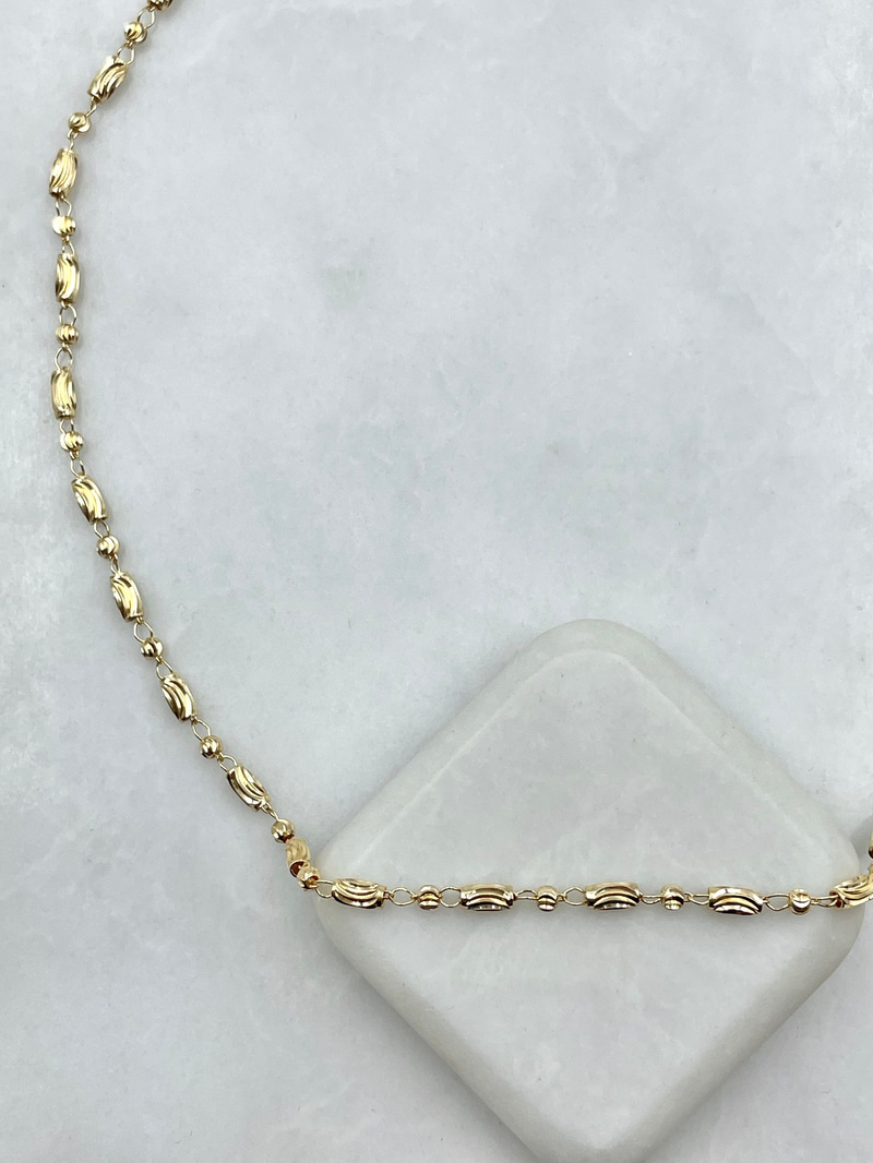 Işıltılı Topçuk ve Boru Zincir Kolye Gold