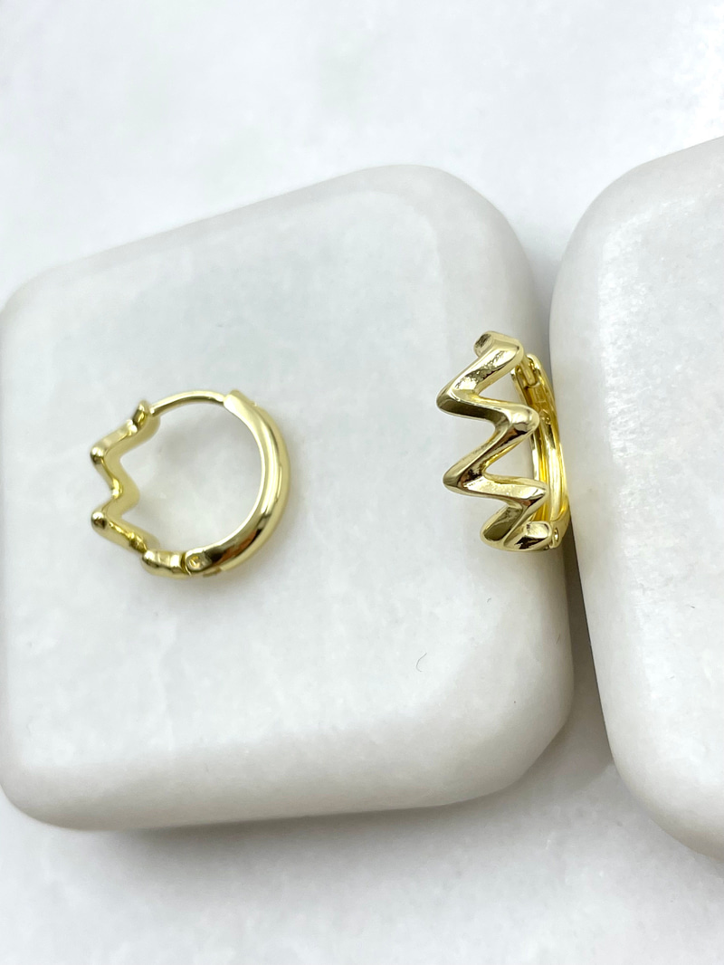 Özel Seri Zikzak Halka Küpe Gold