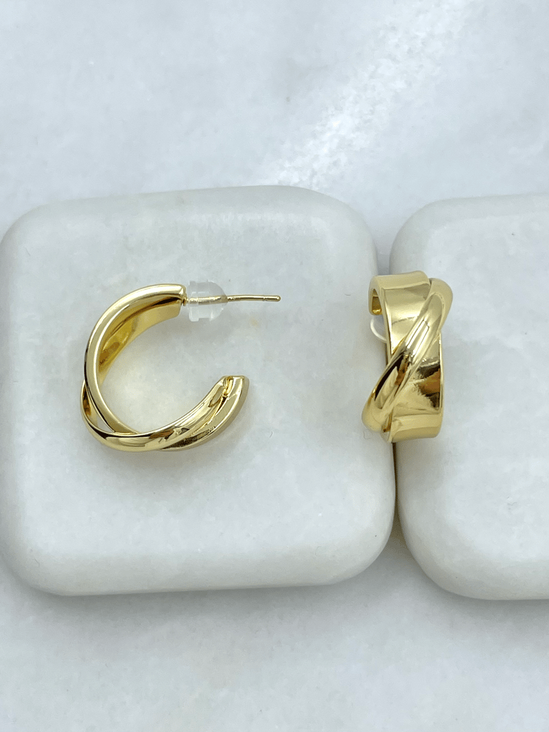 Altın Kaplama Alyans Küpe Gold