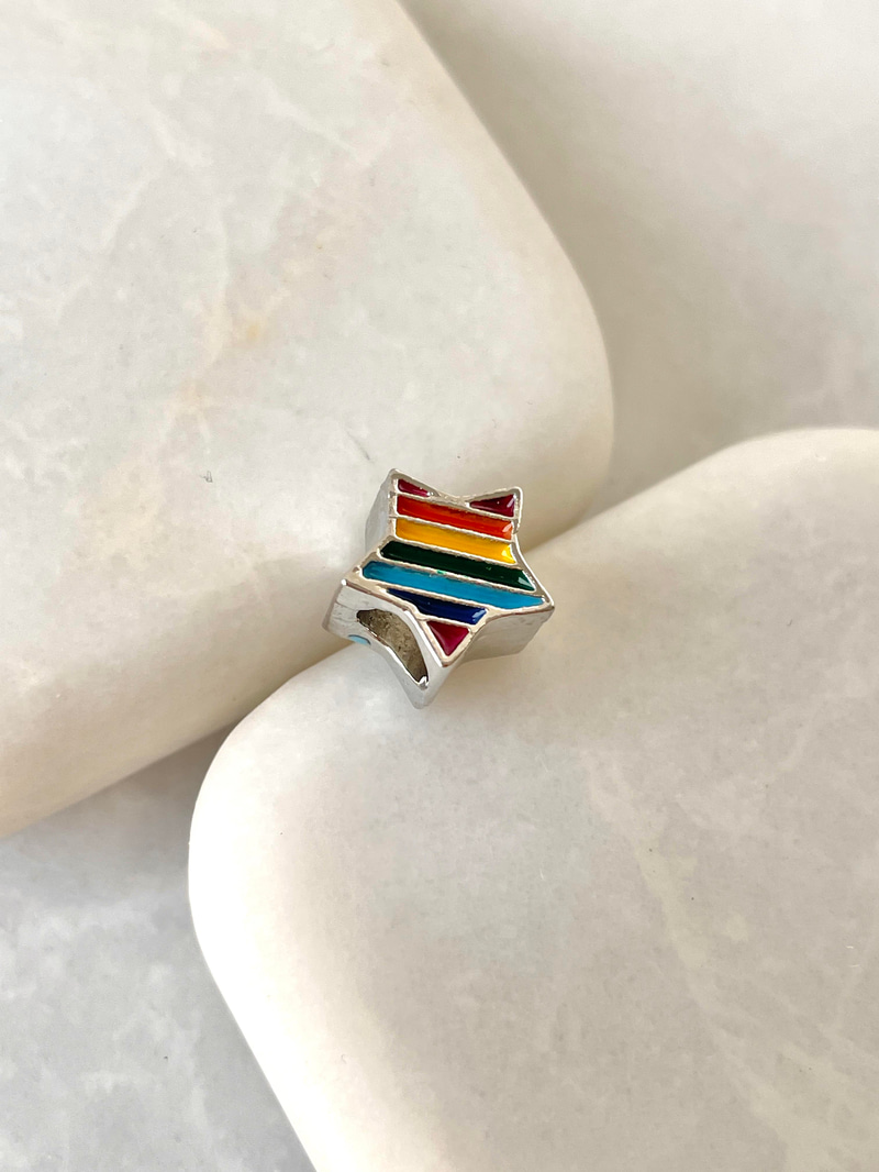 Renkli Yıldız Charm Pndr Silver