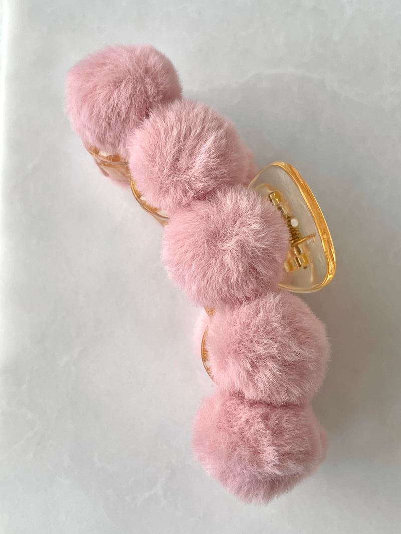 Peluş Ponpon Mandal Toka Pembe