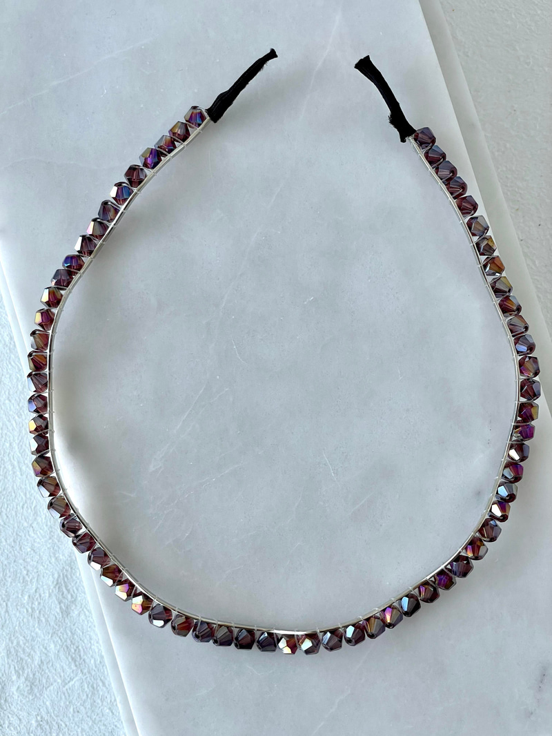 Taşlı Zikzak Model Taç Mor