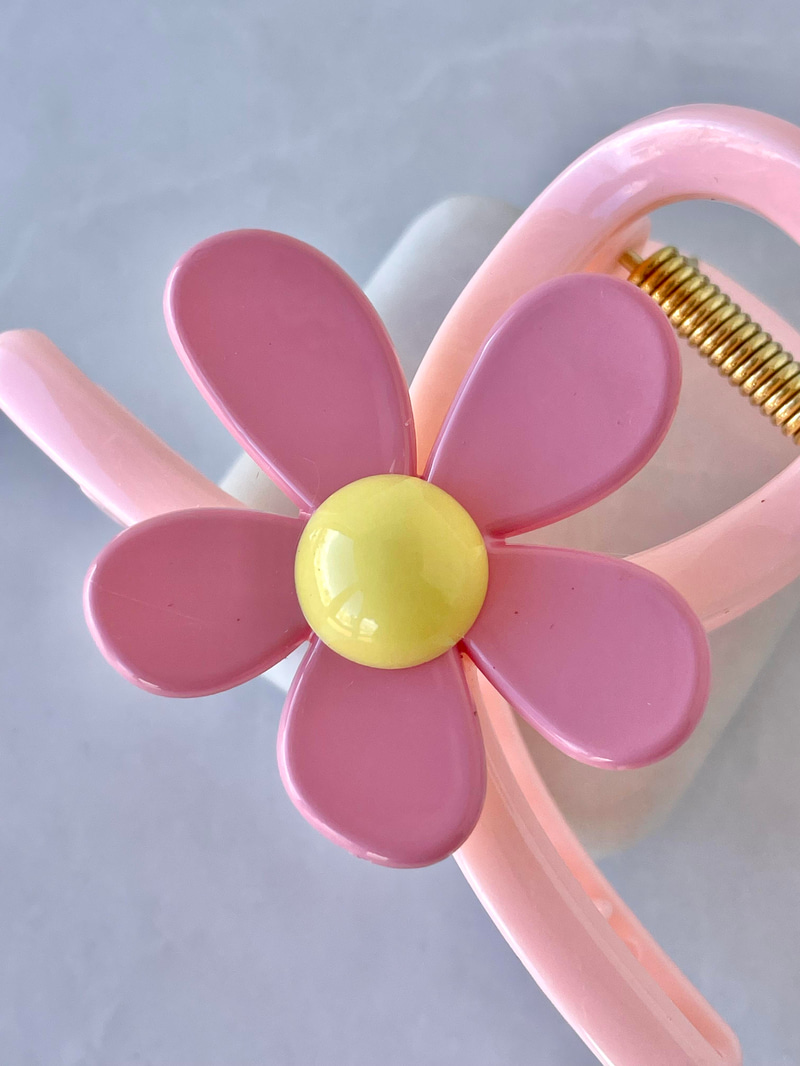 Renkli Çiçek Model Mandal Toka Toz Pembe