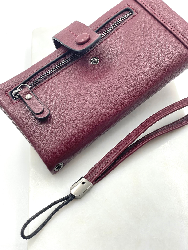 Dikiş Detaylı Cüzdan Bordo