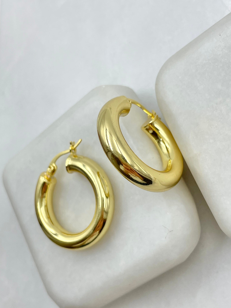 Boru Halka Küpe Gold