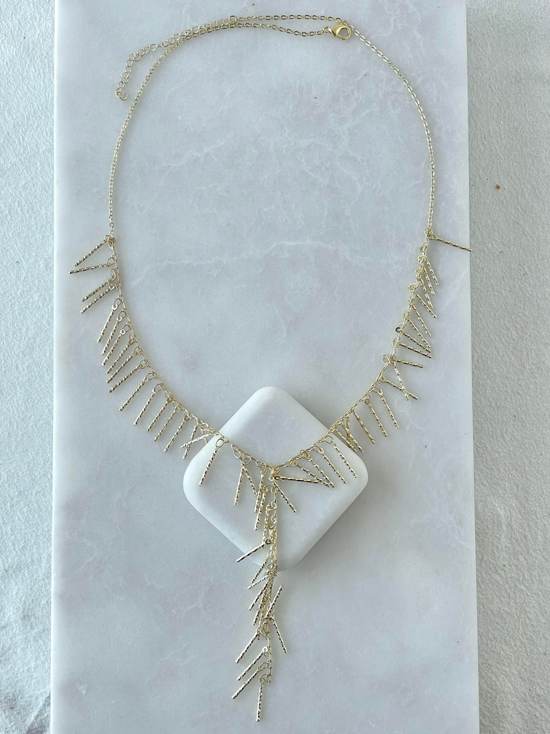 Altın Kaplama Sütun Sallantılı Y Model Kolye Gold