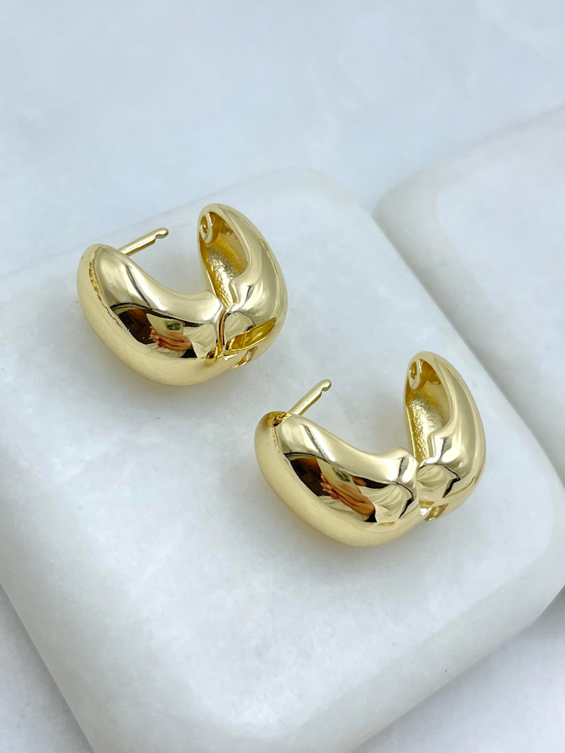 Altın Kaplama Minik Bombe U Küpe 1.5 cm Gold