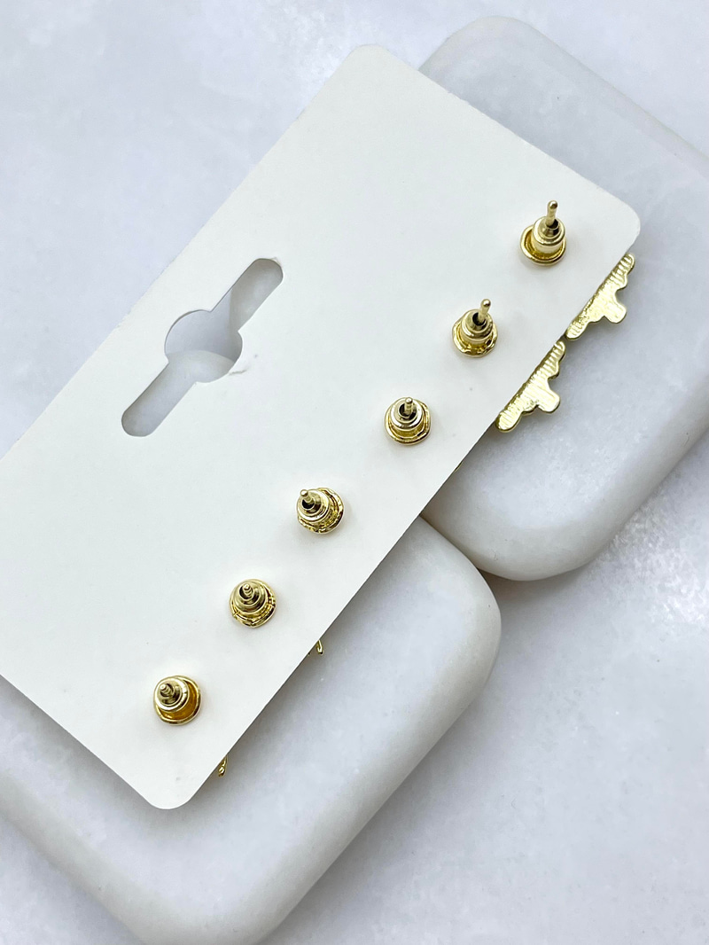 Altın Kaplama Minimal Altılı Yılbaşı Ağacı ve Geyik Küpe Seti Gold