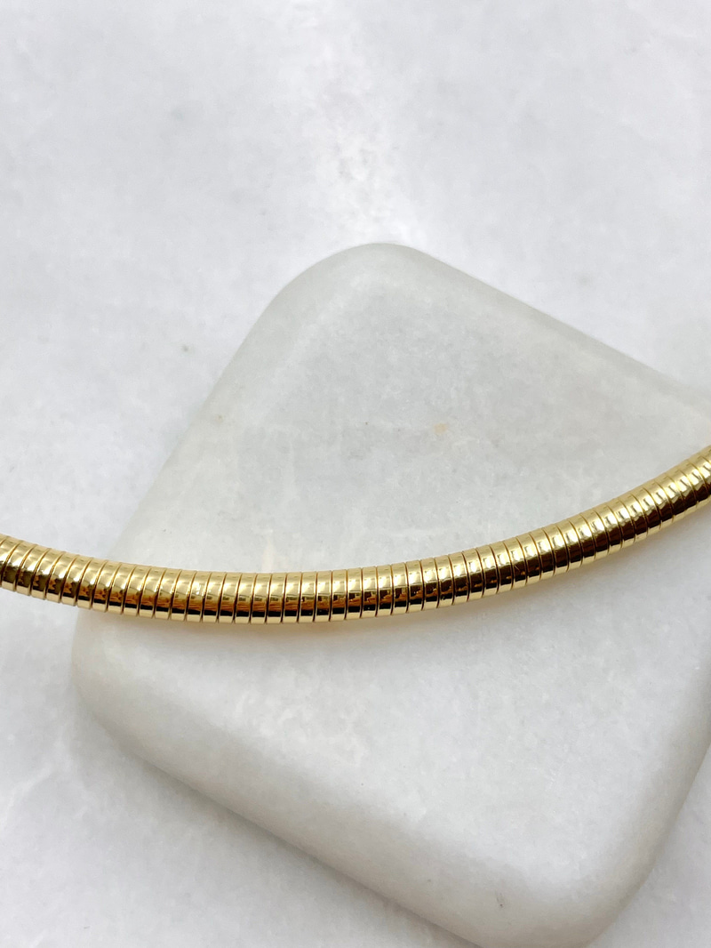 Boru Yılan Zincir Choker Kolye Gold