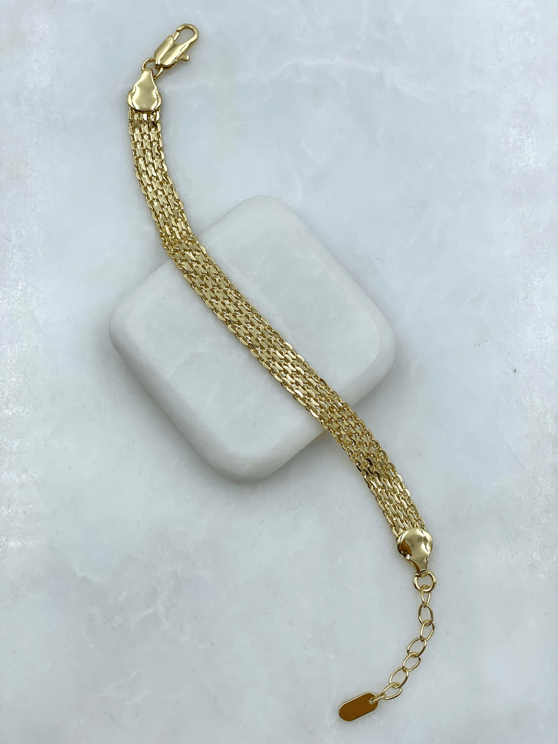 Altın Kaplama Hasır Zincir Bileklik Gold