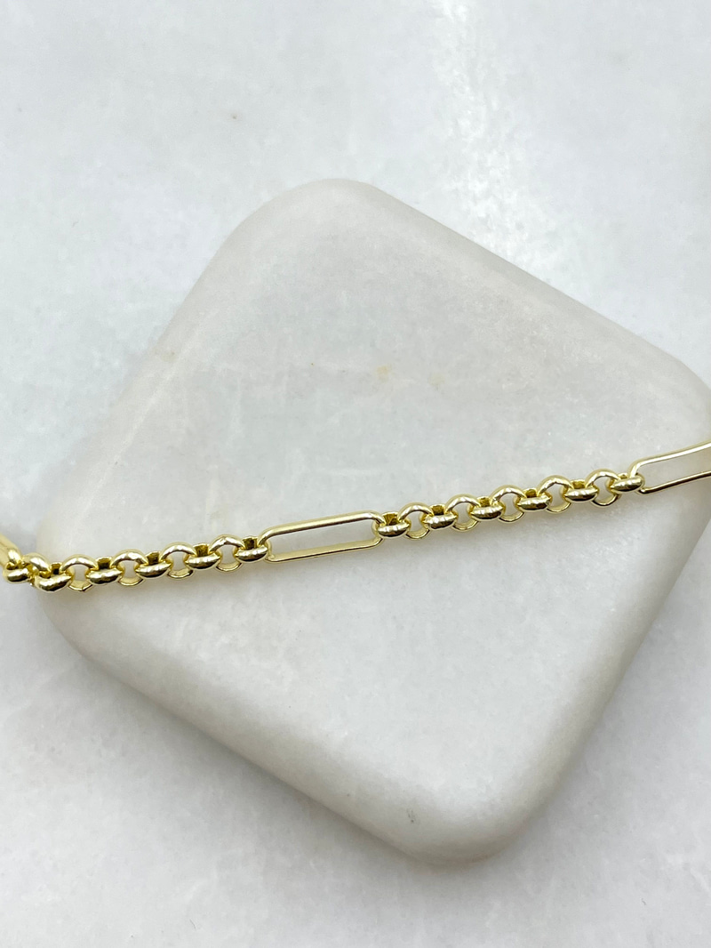 Daire ve Ataç Zincir Kolye 50 cm Gold