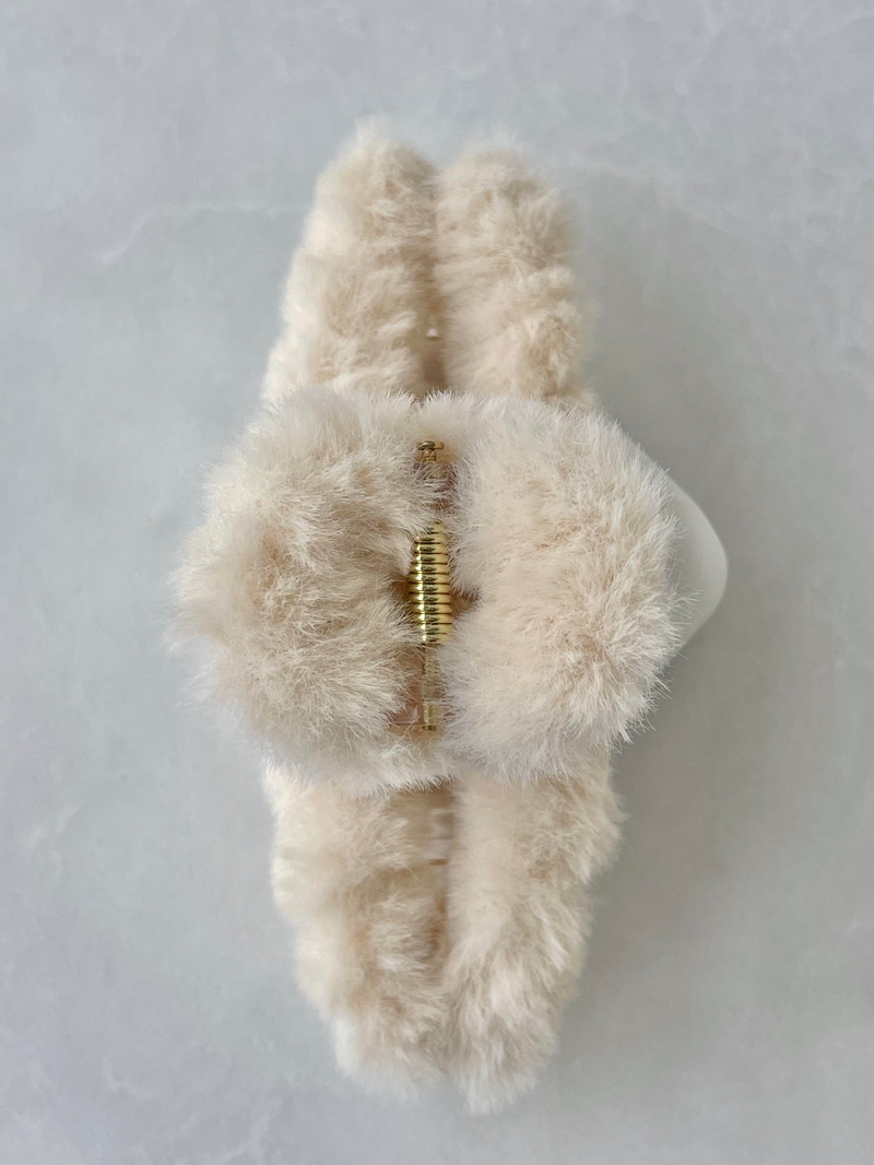 Peluş Küçük Mandal Toka Krem