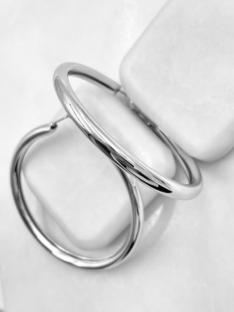 Bombe Halka Küpe 6 cm Gümüş