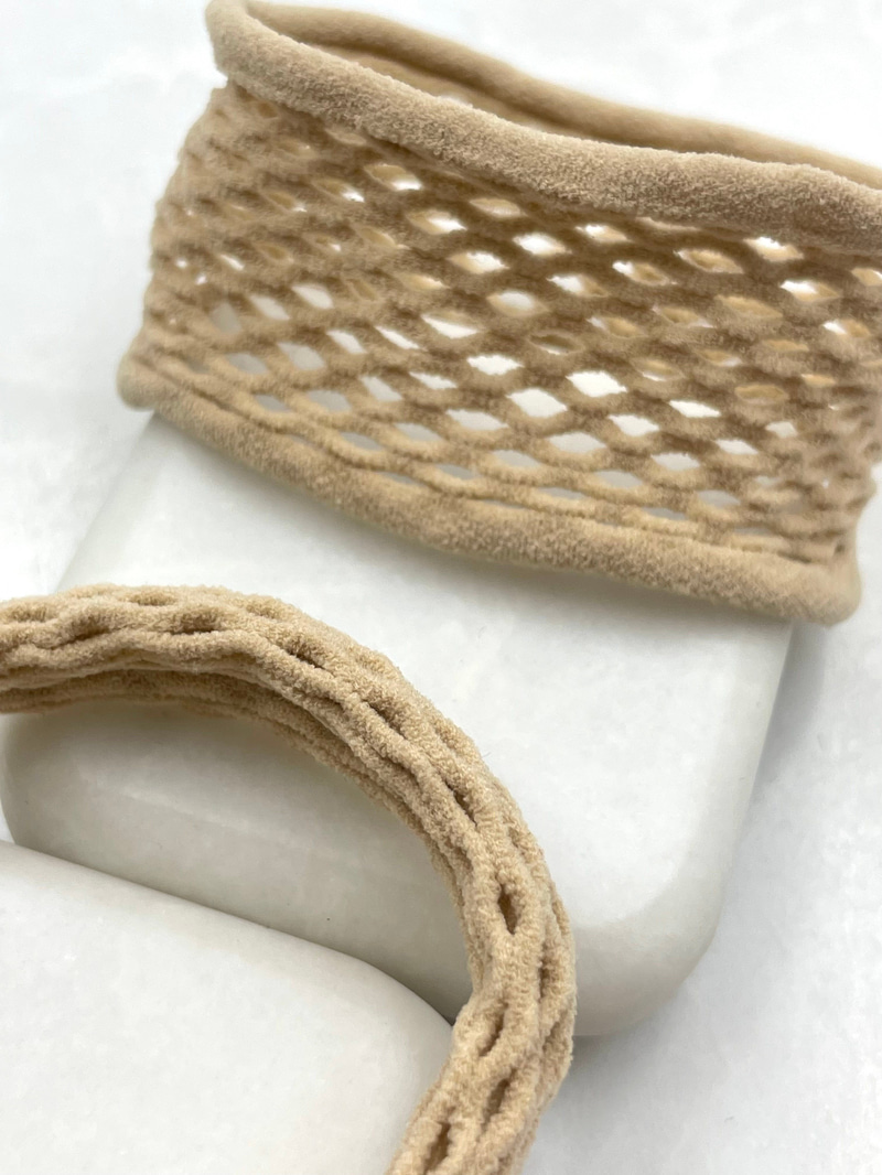 File İkili Scrunchie Toka Bej