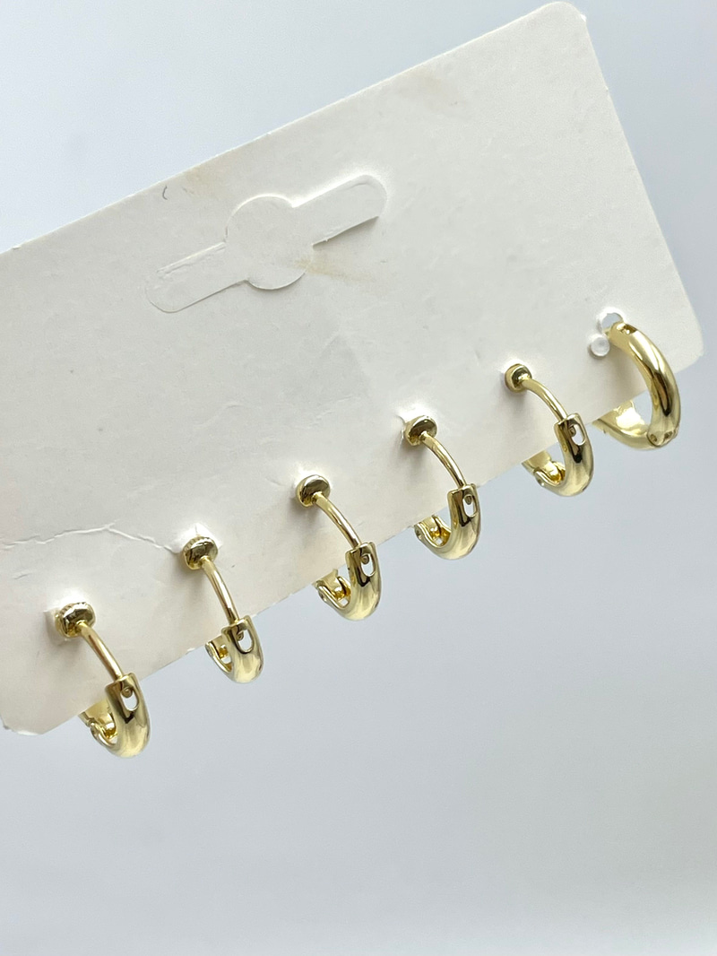 Özel Seri Altılı Kemik Model Set Küpe Gold