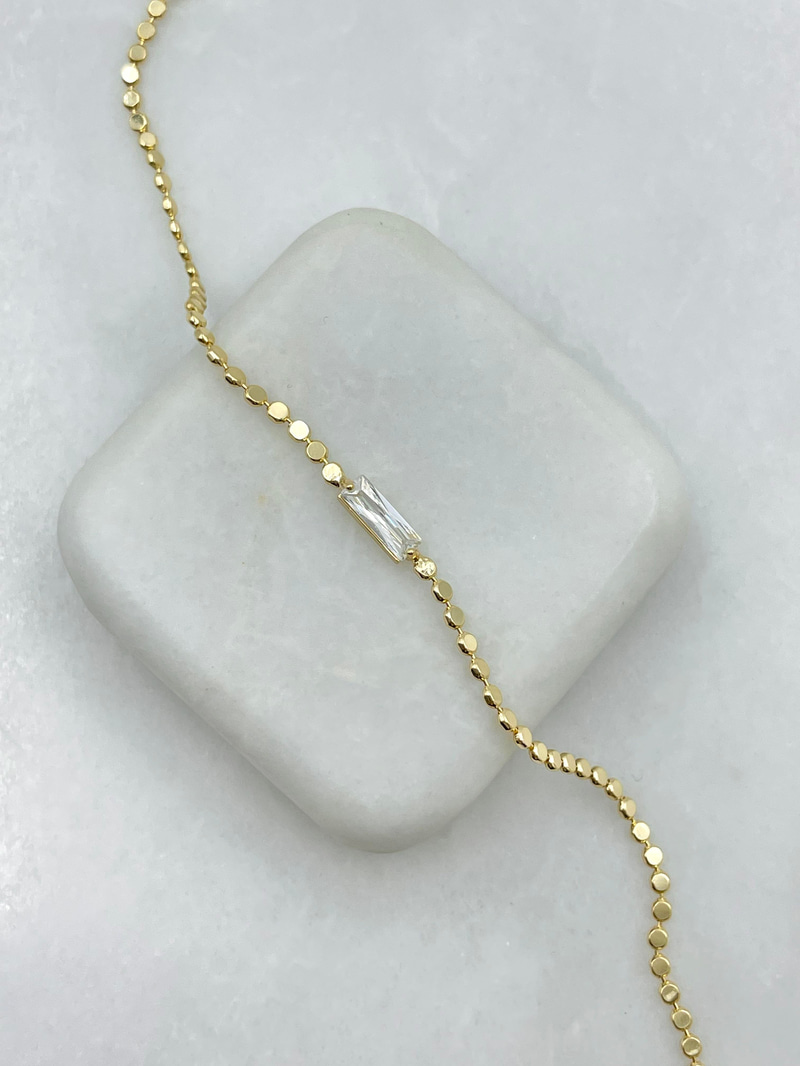 Altın Kaplama Kare Kristal Taşlı Arpa Bileklik Gold
