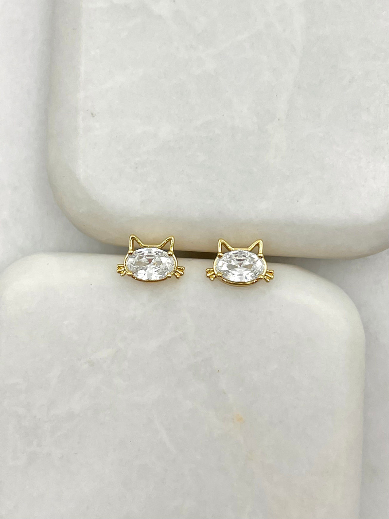 Özel Seri Minimal Hello Kitty Küpe 0.5 cm Gold