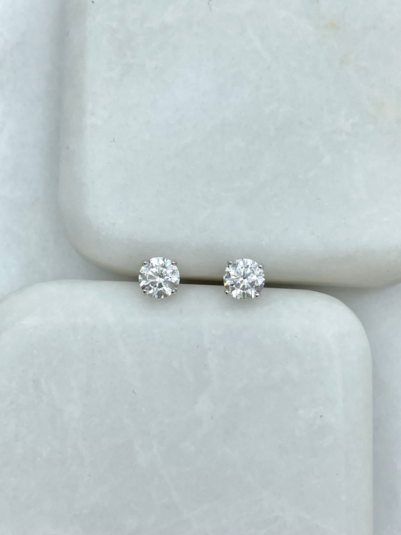 Özel Seri Minik Kristal Küpe 0.5 cm Gümüş