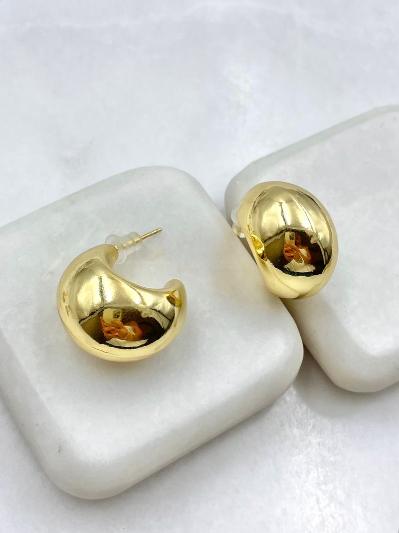 Bombe Yarım Ay Küpe Gold