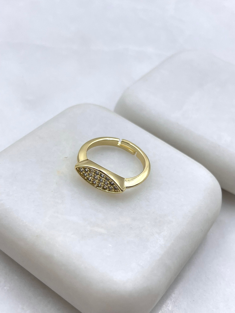 Altın Kaplama Zirkon Taşlı Oval Model Serçe Parmak Yüzüğü Gold