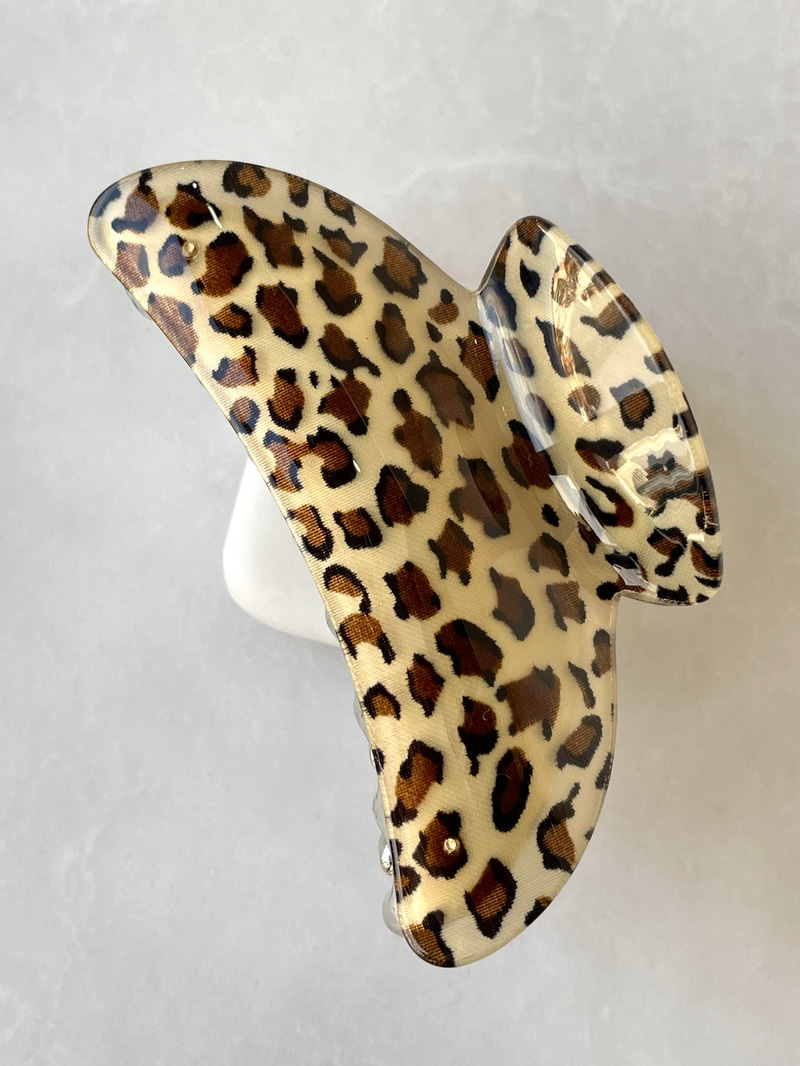 Gold Detaylı Leopar Desenli Mandal Toka Vizon