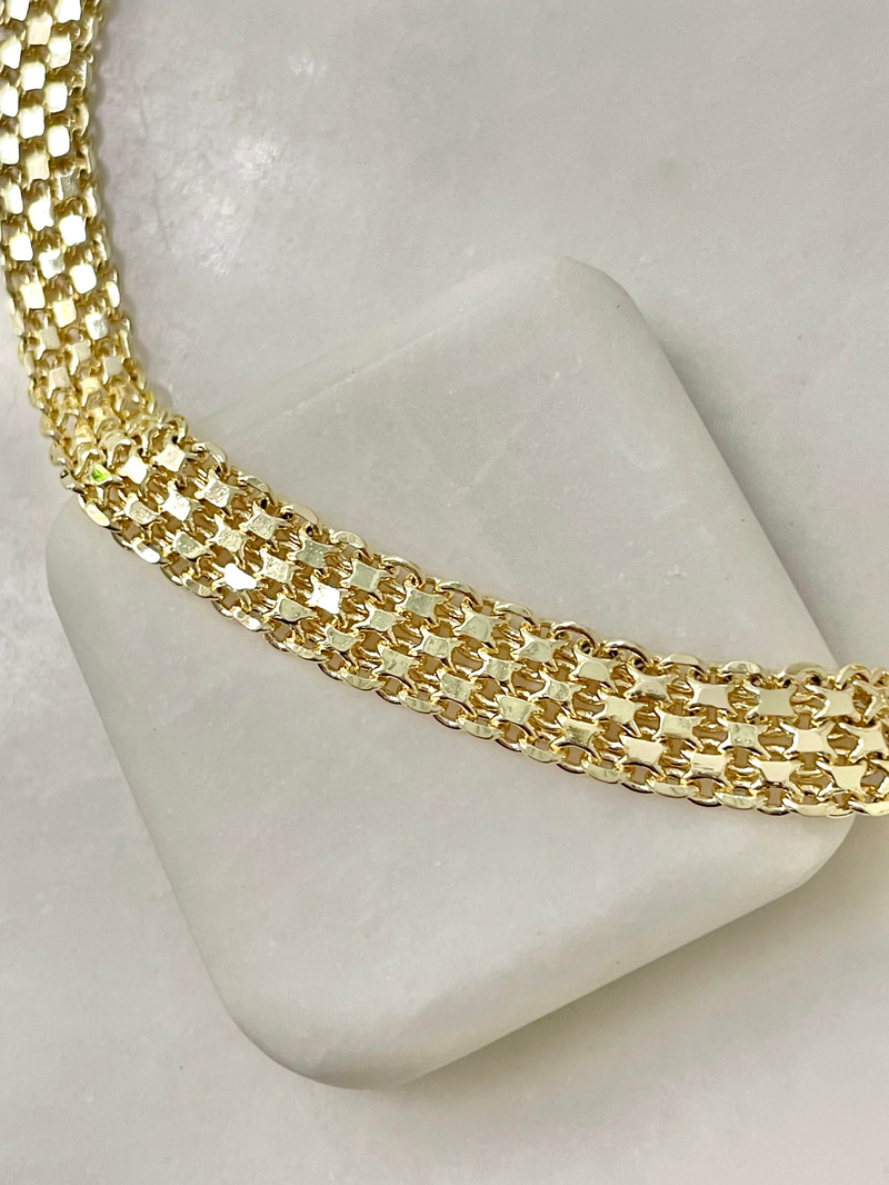 Altın Kaplama Hasır Örgü Kolye Gold
