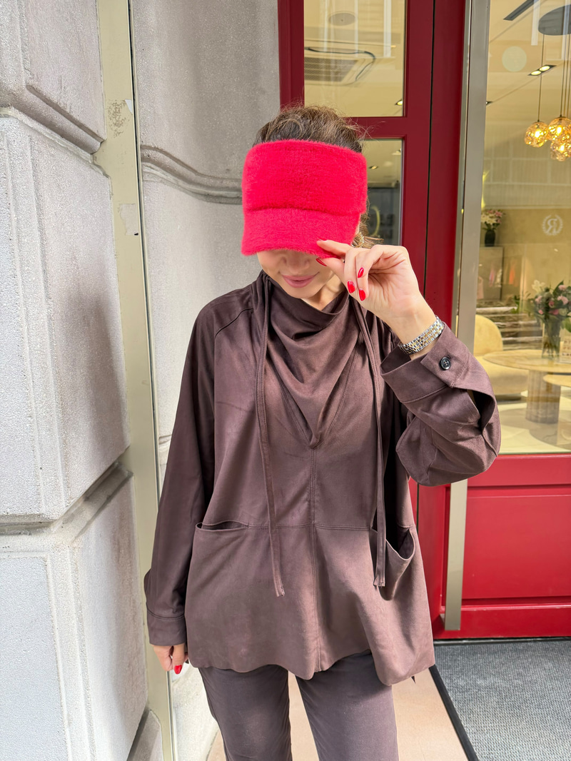 Peluş Esnek Vizör Şapka Kırmızı