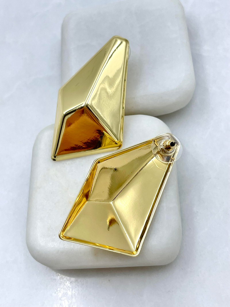 Altın Kaplama Köşeli Geometrik Küpe Gold