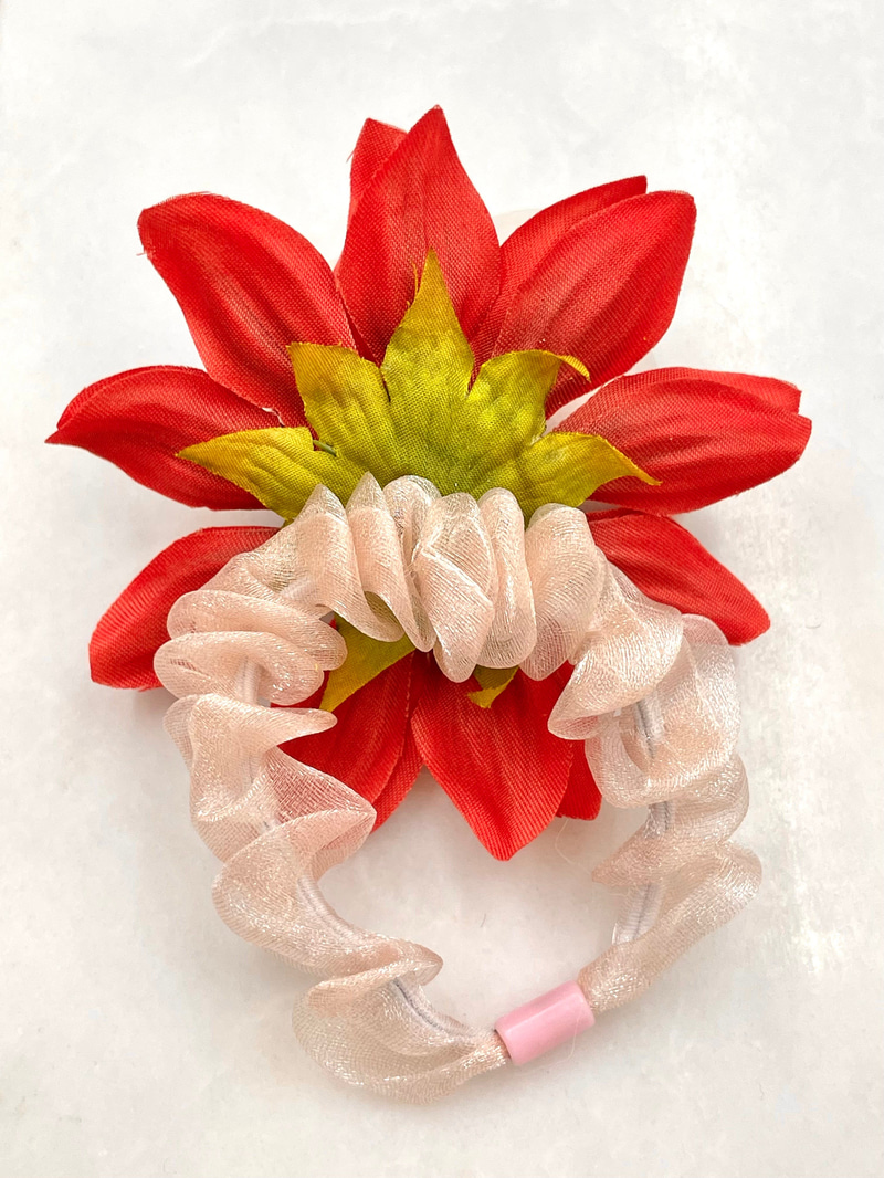 Ayçiçeği Scrunchie Toka Kırmızı