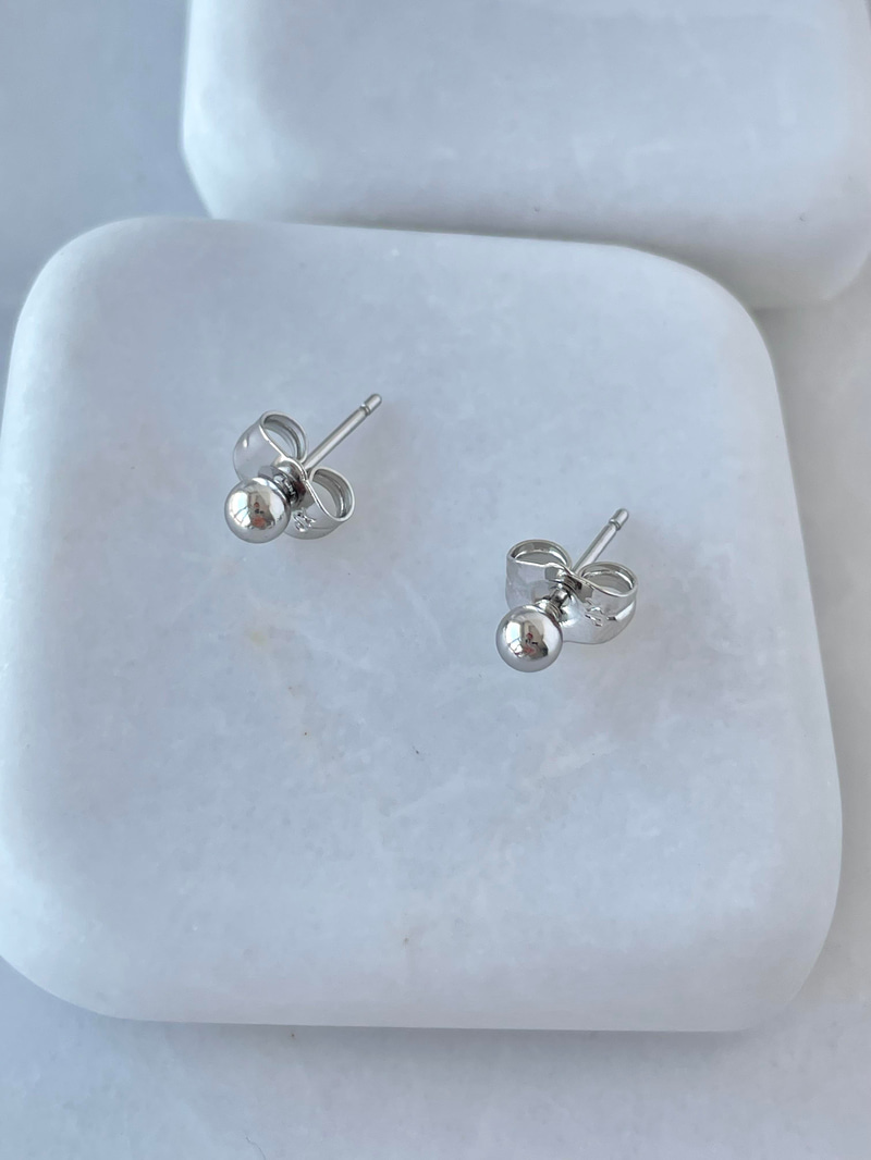 Özel Seri Minimal Top Küpe 0,3 mm Gümüş