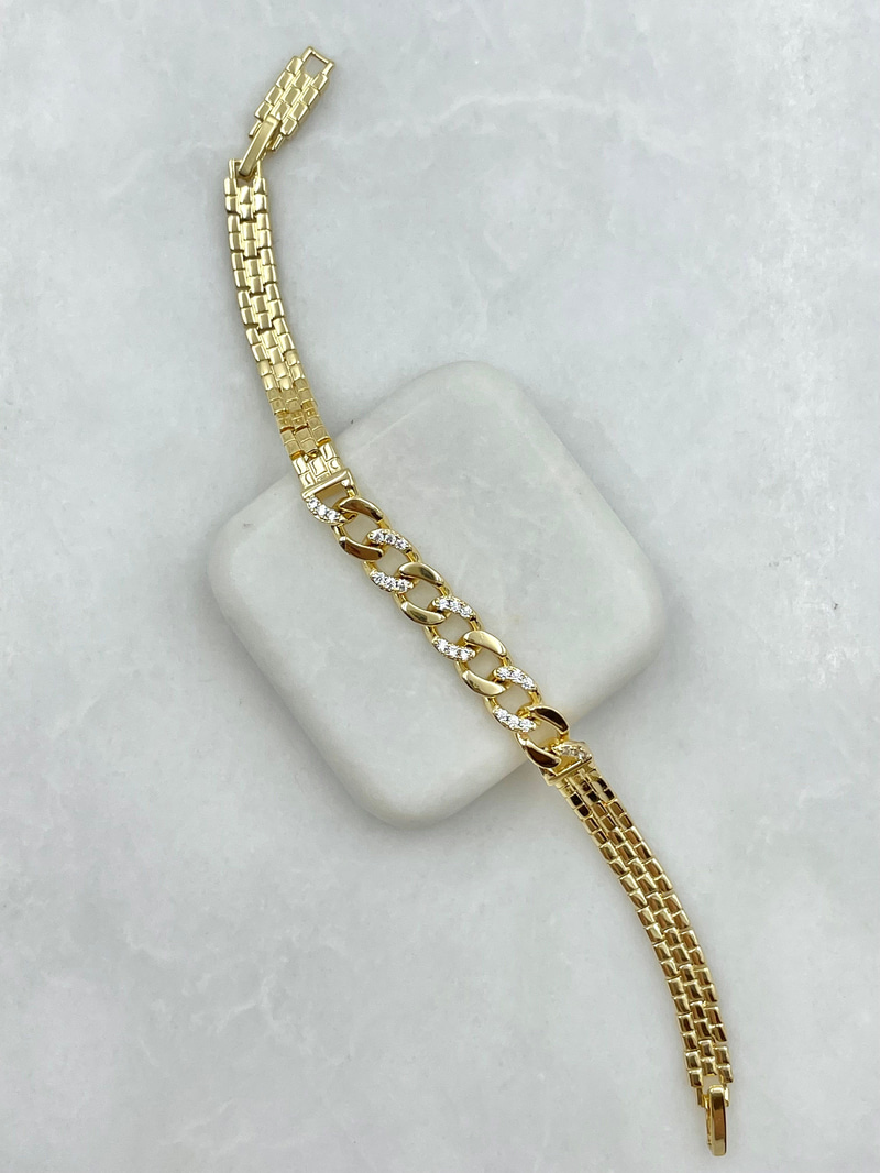 Zincir ve Kordon Model Bileklik Gold