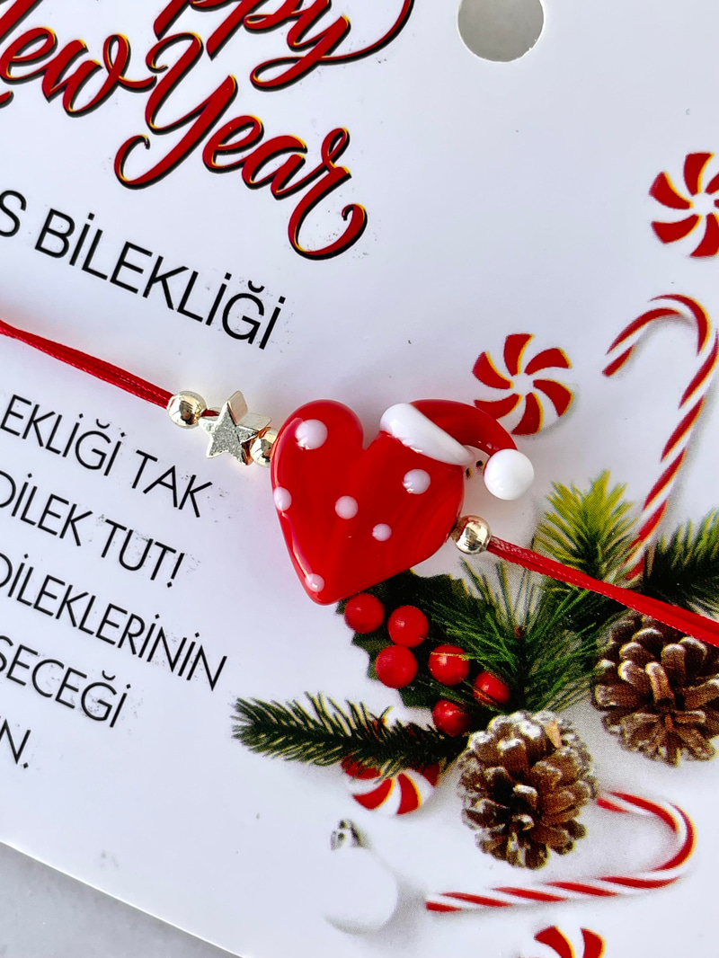 Murano Kalp Yeni Yıl Şans Bilekliği Kırmızı
